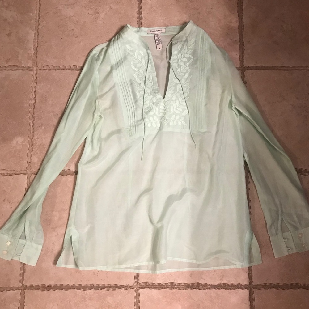 Banana Republic green silk blouse